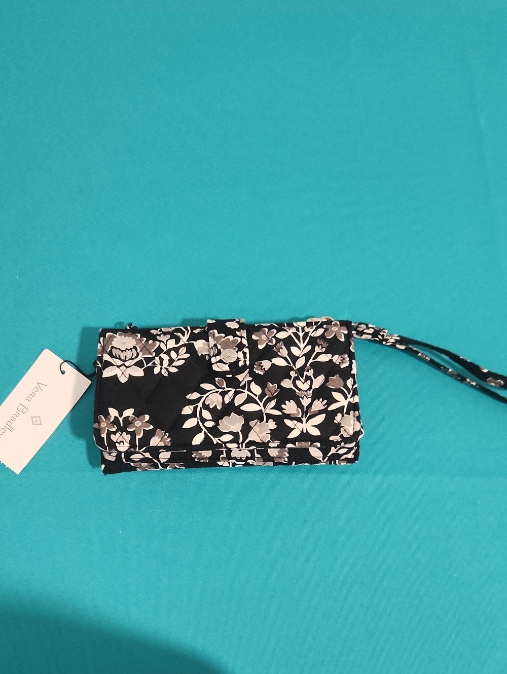 Vera Bradley Black Floral Quilted Wristlet Wallet